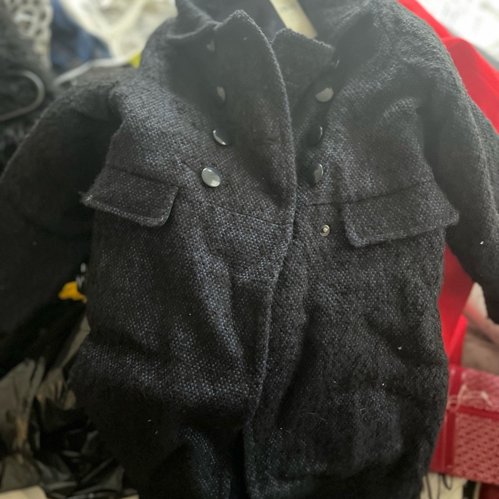 Kids Black Wool Coat